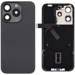 Apple iPhone 15 Pro Sklo Zadního Housingu + Sklíčko Kamery + Kovová Destička + Magsafe Magnet Černý Titan/Black Titanium