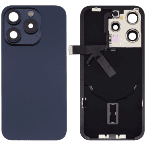 Apple iPhone 15 Pro Sklo Zadního Housingu + Sklíčko Kamery + Kovová Destička + Magsafe Magnet Modrý Titan/Blue Titanium