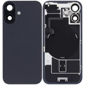 Apple iPhone 16 Sklo Zadního Housingu + Sklíčko Kamery + Kovová Destička + Magsafe Magnet Černá/Black