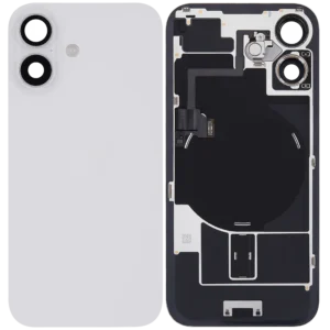 Apple iPhone 16 Sklo Zadního Housingu + Sklíčko Kamery + Kovová Destička + Magsafe Magnet bílé Bílá/White