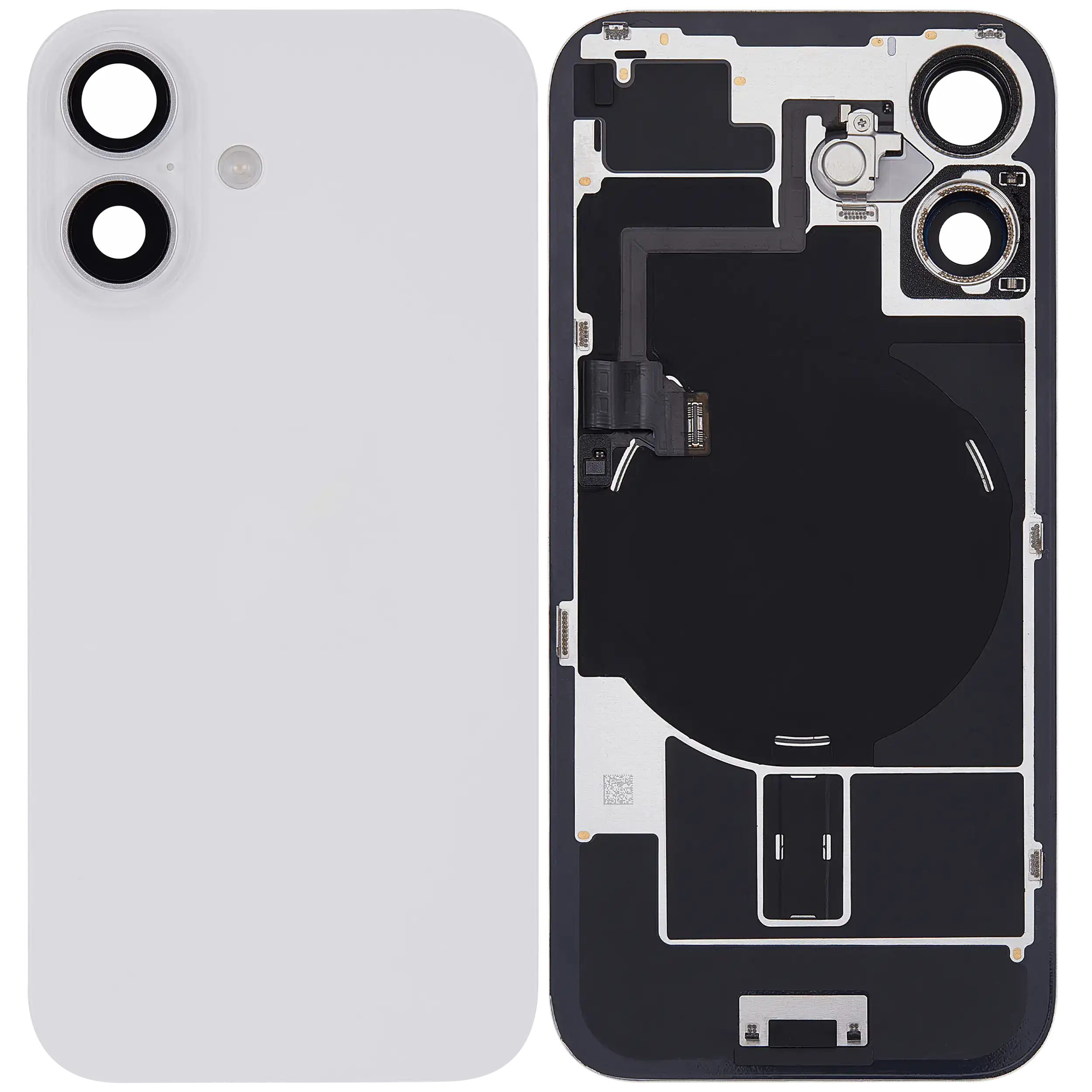 Apple iPhone 16 Sklo Zadního Housingu + Sklíčko Kamery + Kovová Destička + Magsafe Magnet bílé Bílá/White