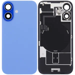 Apple iPhone 16 Sklo Zadního Housingu + Sklíčko Kamery + Kovová Destička + Magsafe Magnet Modrá/Blue