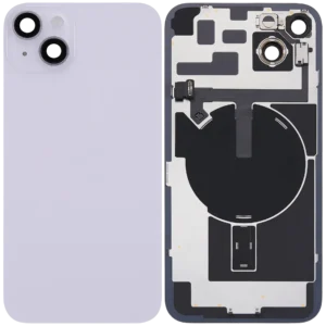 Apple iPhone 14 Plus Sklo Zadního Housingu + Sklíčko Kamery + Kovová Destička + Magsafe Magnet Fialová/Purple