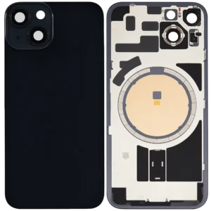 Apple iPhone 14 Sklo Zadního Housingu + Sklíčko Kamery + Kovová Destička + Magsafe Magnet Černá/Black