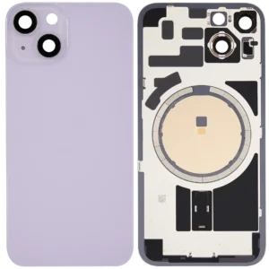 Apple iPhone 14 Sklo Zadního Housingu + Sklíčko Kamery + Kovová Destička + Magsafe Magnet Fialová/Purple