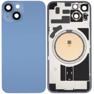 Apple iPhone 14 Sklo Zadního Housingu + Sklíčko Kamery + Kovová Destička + Magsafe Magnet Modrá/Blue