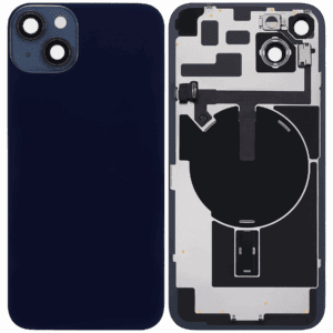 Apple iPhone 14 Plus Sklo Zadního Housingu + Sklíčko Kamery + Kovová Destička + Magsafe Magnet Temně Inkoustová/Midnight