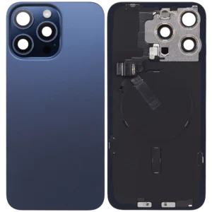 Apple iPhone 15 Pro Max Sklo Zadního Housingu + Sklíčko Kamery + Kovová Destička + Magsafe Magnet Modrý Titan/Blue Titanium