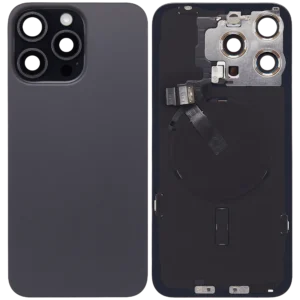 Apple iPhone 15 Pro Max Sklo Zadního Housingu + Sklíčko Kamery + Kovová Destička + Magsafe Magnet Černý Titan/Black Titanium