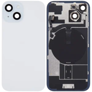 Apple iPhone 15 Sklo Zadního Housingu + Sklíčko Kamery + Kovová Destička + Magsafe Magnet Modrá/Blue