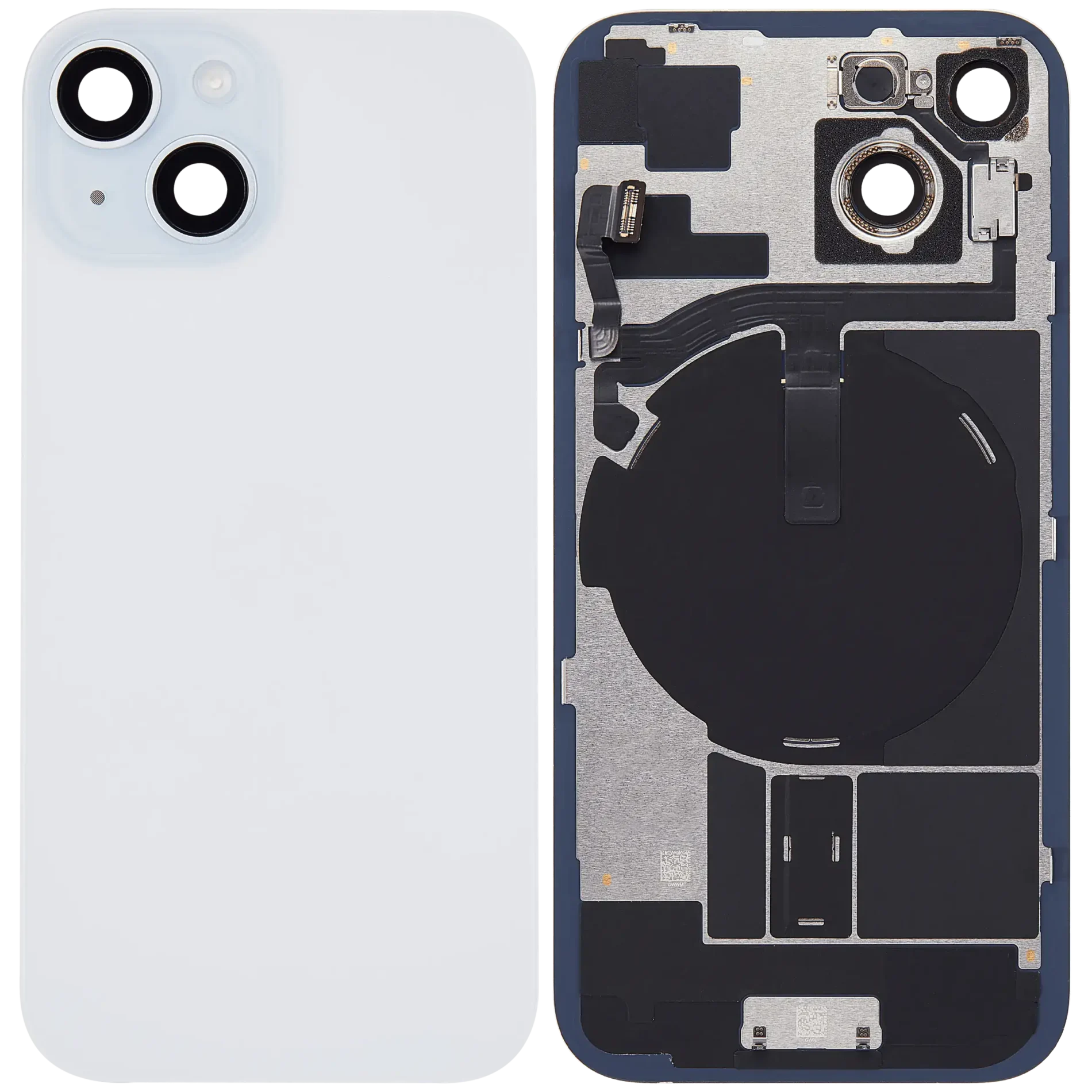Apple iPhone 15 Sklo Zadního Housingu + Sklíčko Kamery + Kovová Destička + Magsafe Magnet Modrá/Blue