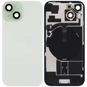 Apple iPhone 15 Sklo Zadního Housingu + Sklíčko Kamery + Kovová Destička + Magsafe Magnet Zelená/Green