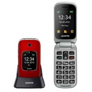 Aligator V650 Senior, červená-stříbrná + nabíjecí stojánek
