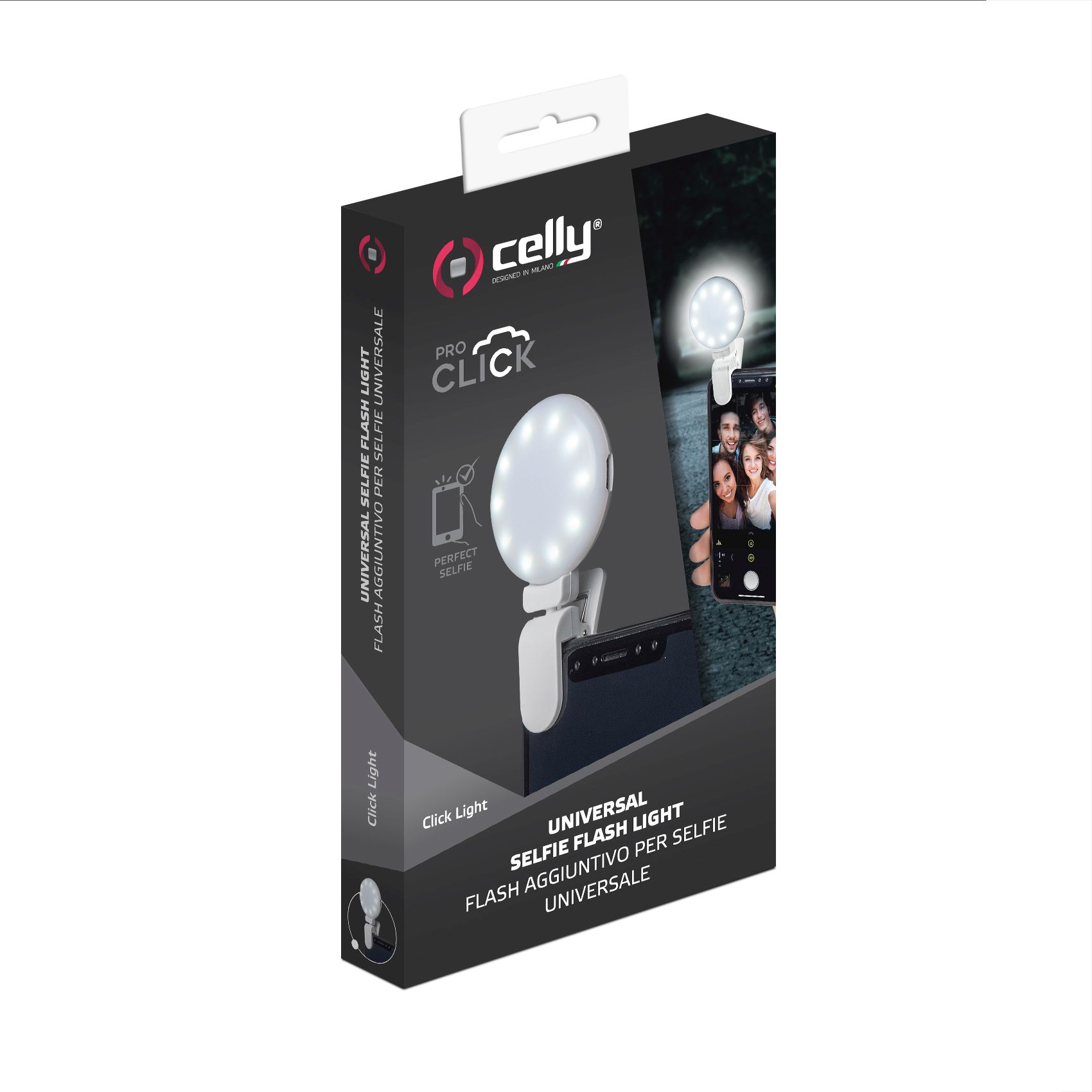 Přídavný blesk na fotoaparát CELLY Click Light, bílý