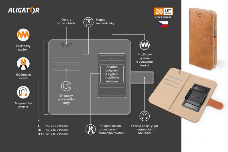 Univerzální pouzdro ALIGATOR UNI-FIX, vel.XXL , hnědá - Obrázek 6
