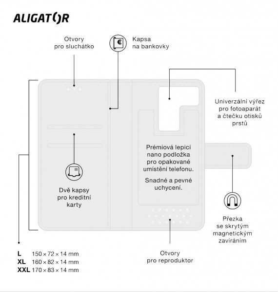 Pouzdro ALIGATOR UNIVERSE, vel. L (150*72), hnědá - Obrázek 5