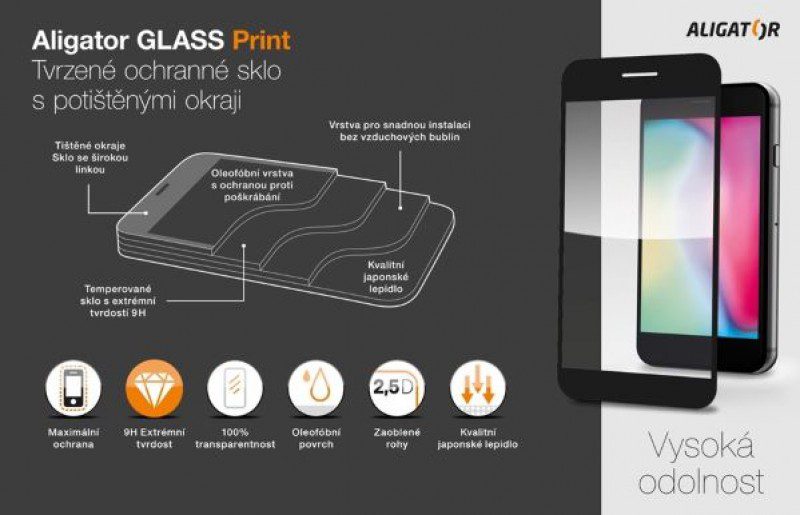 Ochranné tvrzené sklo ALIGATOR PRINT, Samsung A33 5G, černá, celoplošné lepení - Obrázek 5