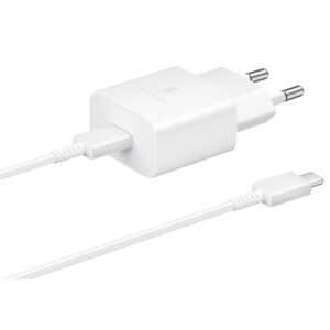 Samsung EP-T1510XWE USB-C 15W PD Cestovní nabíječka + USB-C Datový Kabel White / Bílá
