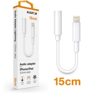 Audio adaptér Aligator Lightning / 3,5mm Jack, bílý
