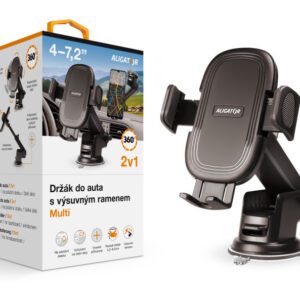 Držák do auta s nastavitelnou fixací a výsuvným ramenem HA21 Aligator Multi na čelní sklo a palubní desku, univerzální