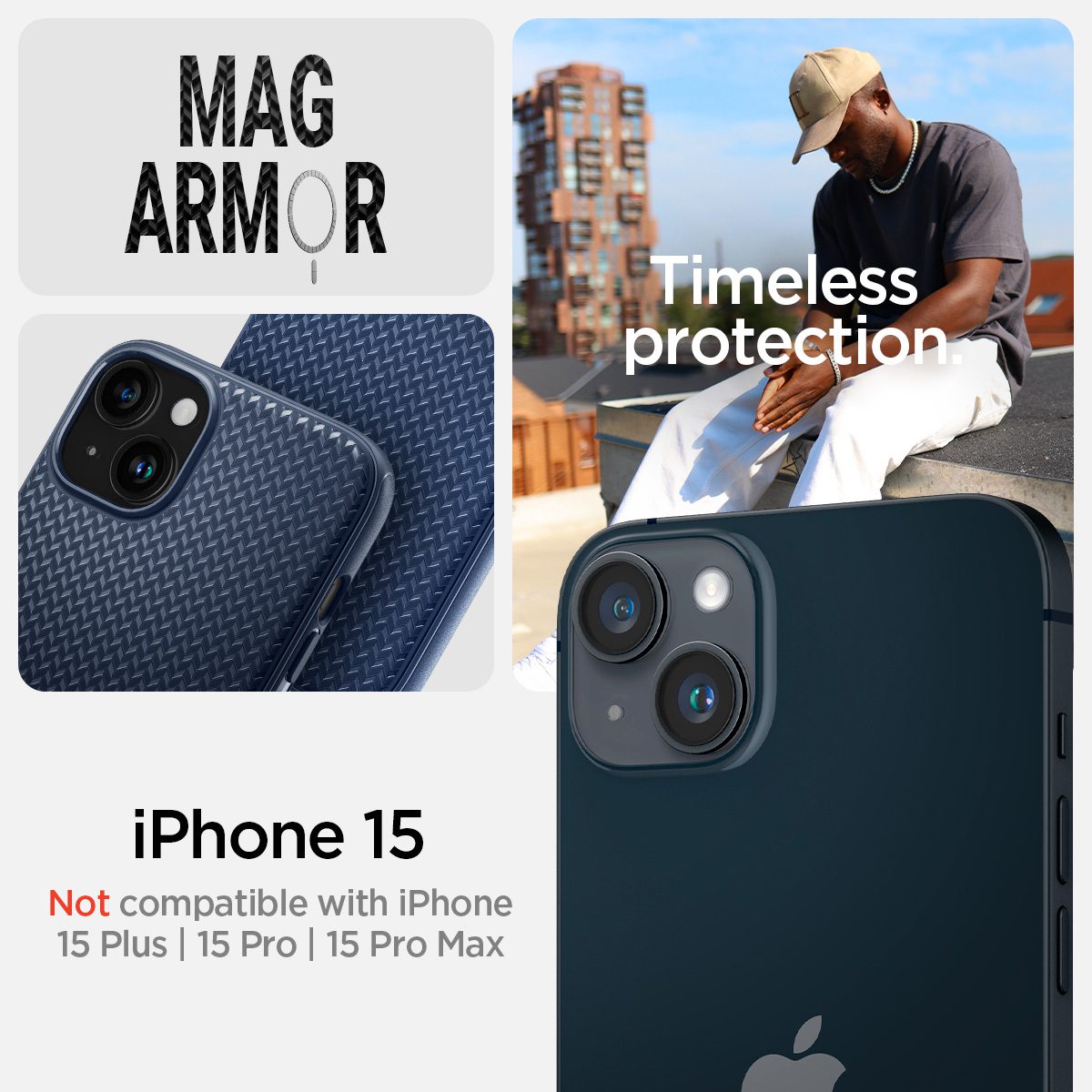Spigen Mag Armor MagSafe, navy blue - iPhone 15 - Obrázek 2