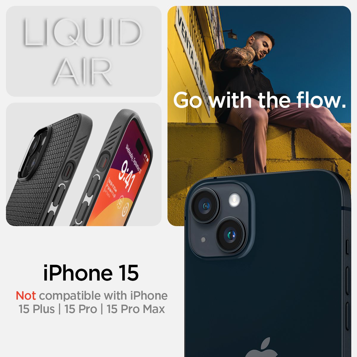 Spigen Liquid Air, matte black - iPhone 15 - Obrázek 15