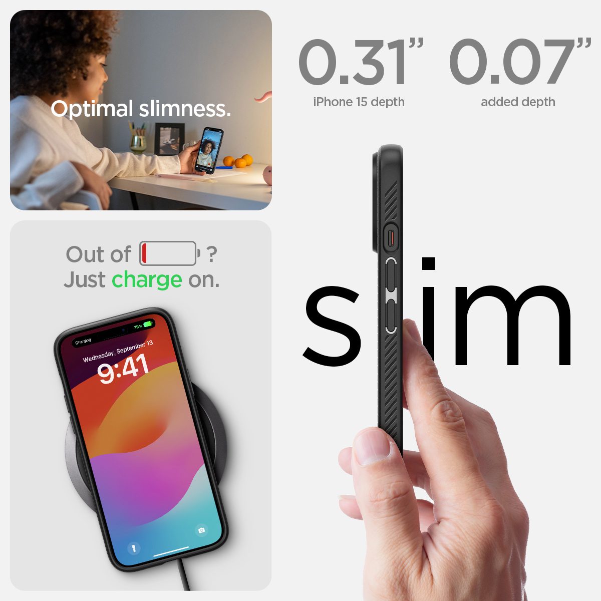 Spigen Liquid Air, matte black - iPhone 15 - Obrázek 11