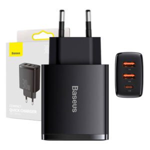 Nabíječka Baseus Compact Quick Charger, 2xUSB, USB-C, PD, 3A, 30W