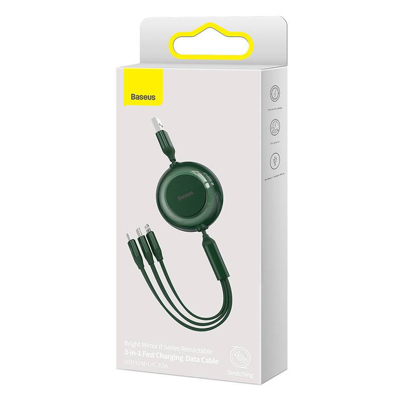 Baseus Bright Mirror 2 USB kabel 3v1 3.5A 1.1m zelený - Obrázek 4