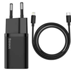 Baseus TZCCSUP-B01 Super Si Quick Nabíječka USB-C 20W + Simple Wisdom Data Kabel USB-C to Lightning 1m Black
