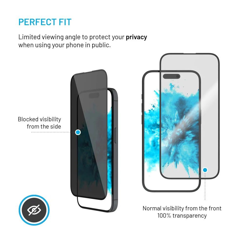 Ochranné tvrzené sklo FIXED Privacy Full-Cover pro Apple iPhone 16 Pro, lepení přes celý displej, černé - Obrázek 5
