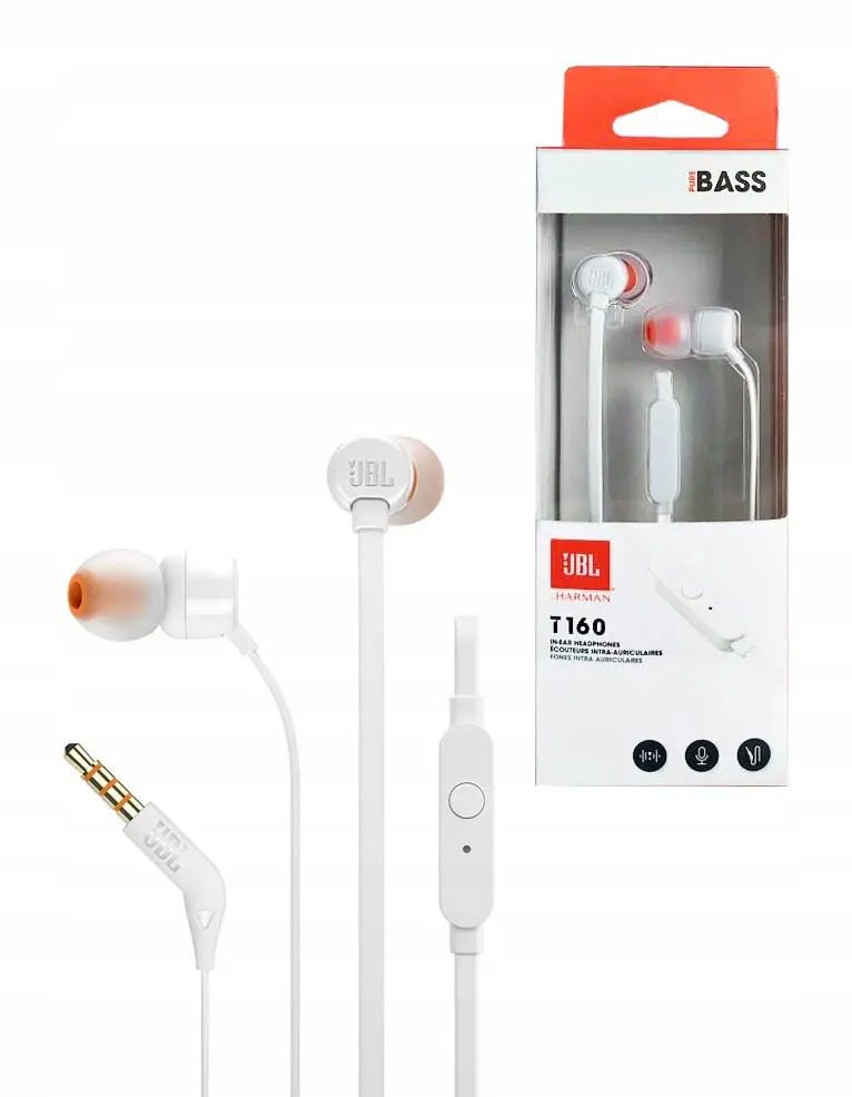 JBL T160 in-Ear Headset 3,5mm White / Bílá - Obrázek 4