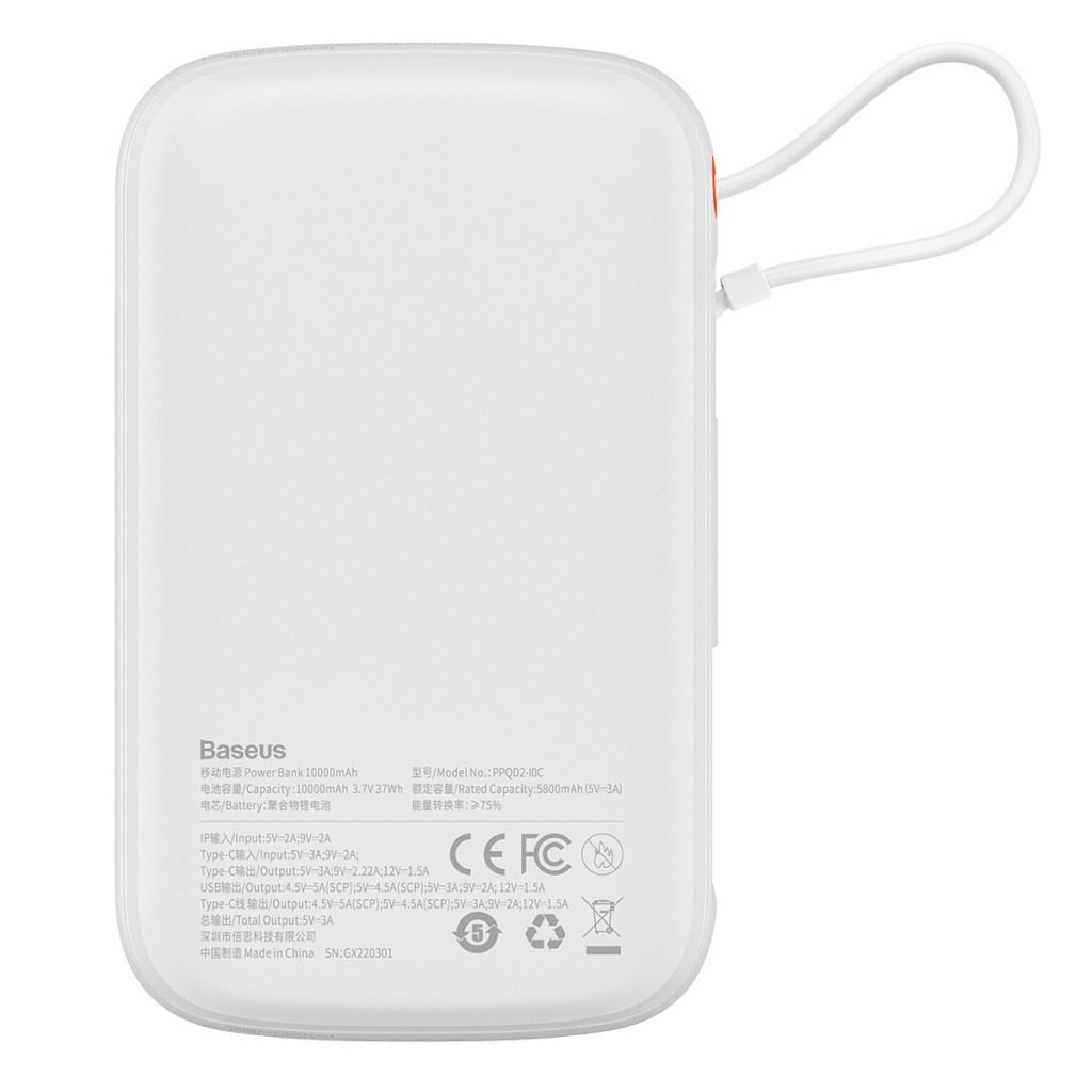 Powerbanka Baseus Qpow Pro 10000 mAh USB + Type C - PD 20W White - Obrázek 5