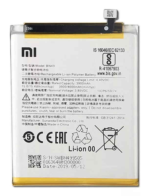 Baterie pro Xiaomi Redmi 7 (M1810F6LG, M1810F6LH, M1810F6LI) - BN49 4000 mAh Original Baterie 4000mAh Pozor!!! Je to verze s kratším Flexem.