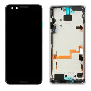 Google Pixel 3 (G013A, G013B) LCD displej + Dotyk Originální kvalita + přední kryt White - Service pack