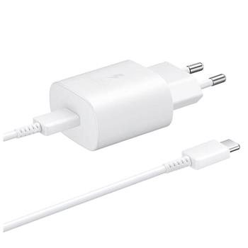 EP-T2510XWE Samsung USB-C 25W Cestovní nabíječka + USB-C Datový Kabel White