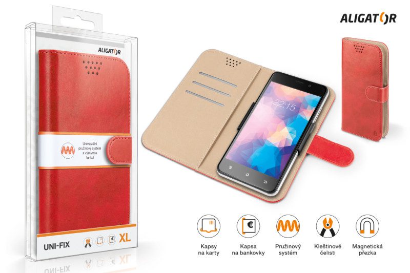 Pouzdro ALIGATOR UNI-FIX, velikost XL (160*82), červená - Obrázek 3
