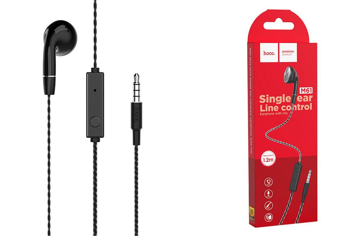 Hoco Earphone M61 Nice Tone for Single Ear with 3.5mm 1.2m Black