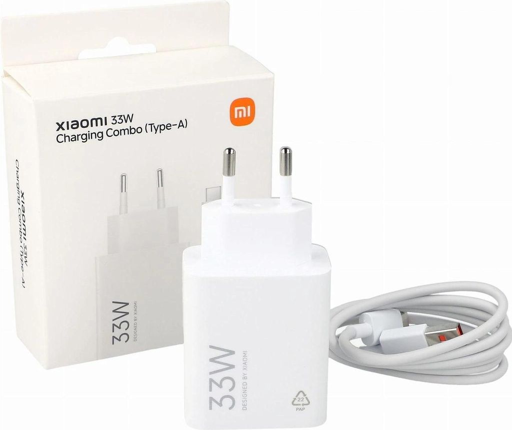 Xiaomi MDY-16-EF USB-A 33W Cestovní Nabíječka + USB-C 3A Datový Kabel White - Obrázek 2